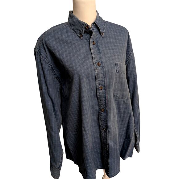 Perry Ellis America Men's Vintage Cotton Denim Red White Pin Stripe Large - Picture 3 of 6